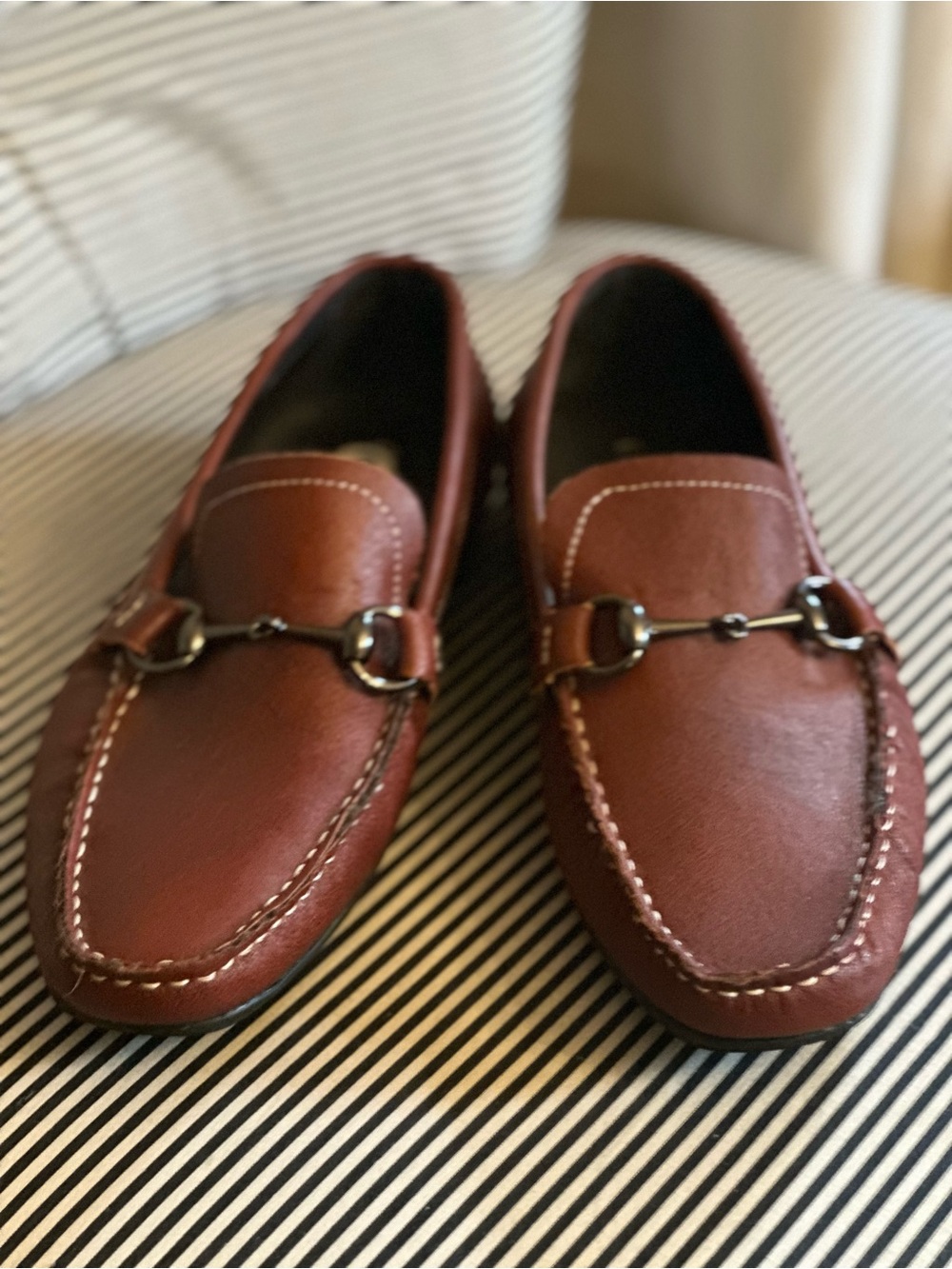 Bacco Bucci Men's Brown Leather Horsebit Loafers